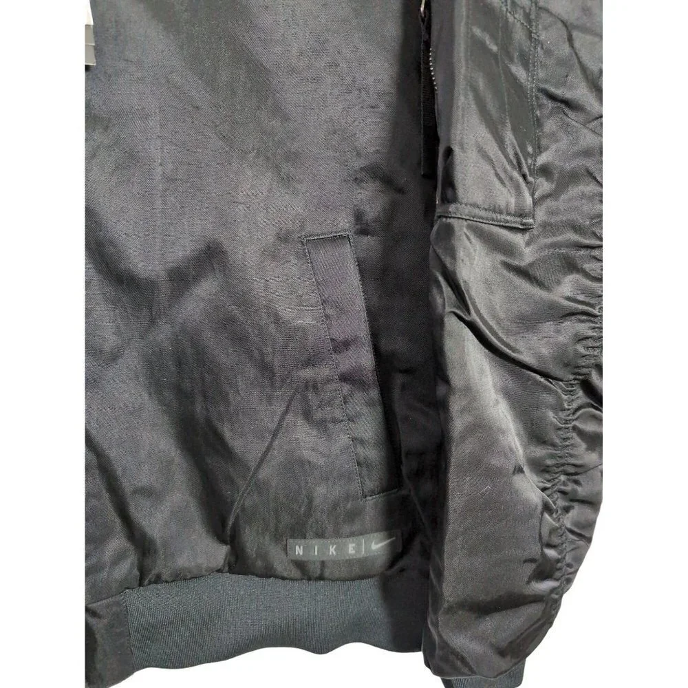 NIke Reversible Bomber Jacket Womens M‎ Black Loose Fit Full Zip
